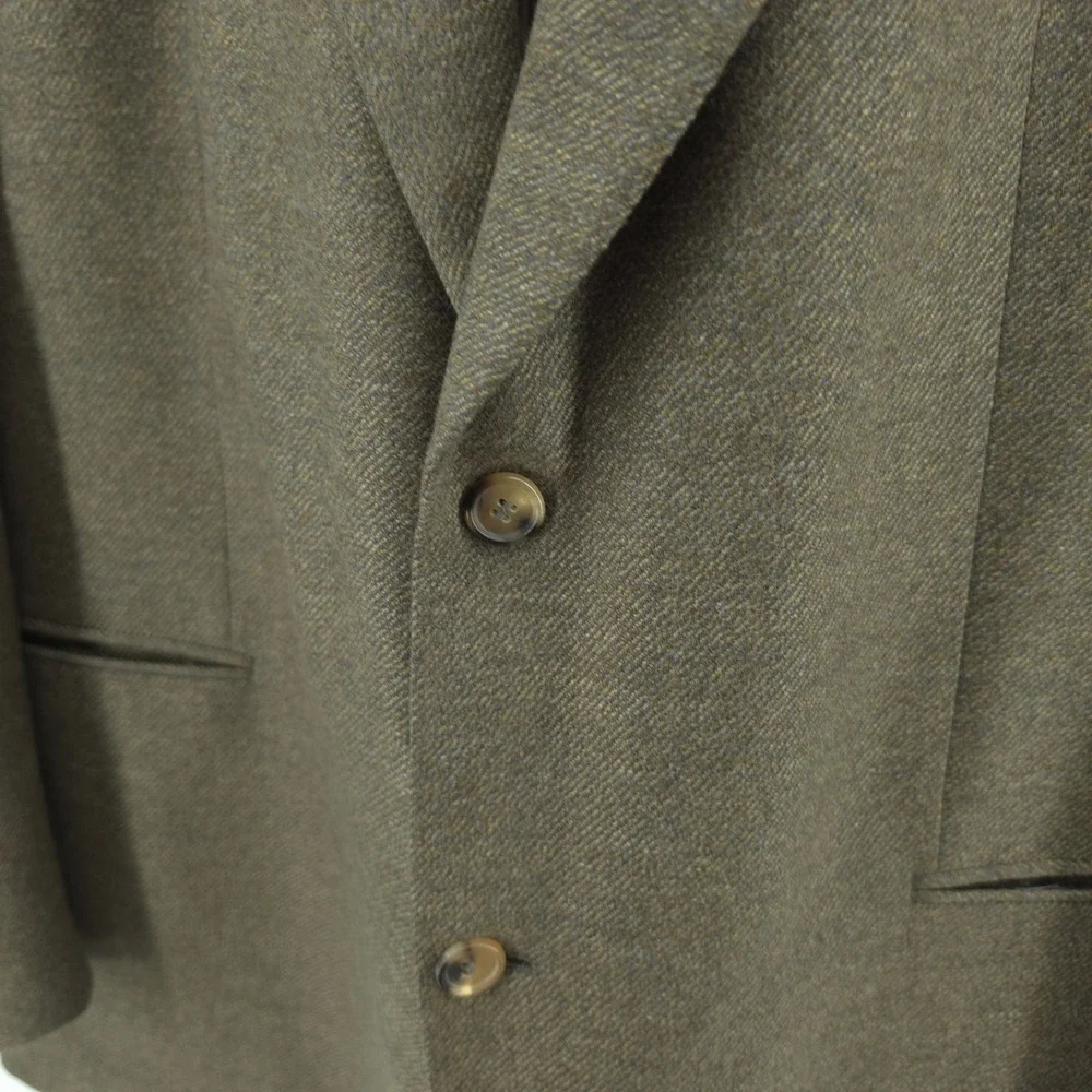 Hugo Boss Mens Blazer Wool Cashmere Olive Brown 46R 2 Button Vintage USA Made